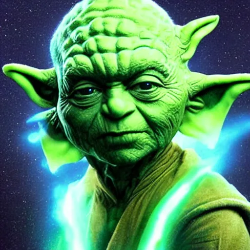 Image similar to photo of hybrid of dr manhattan and yoda