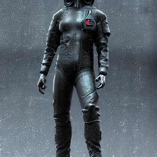 Image similar to cyberpunk statue, rain, space, galaxy, octane render, hyperrealism