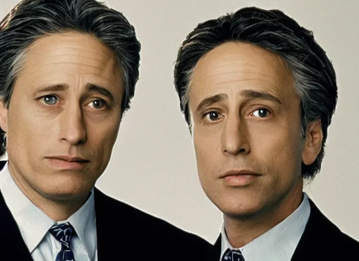 Image similar to a still from the 2001 TV Show The West Wing Starring Jon Stewart