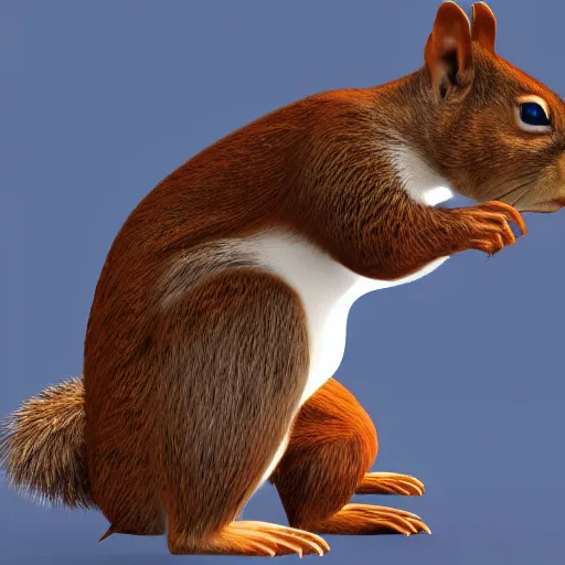 Prompt: 3 d model of squirrel, polygonal, global illumination, blue background