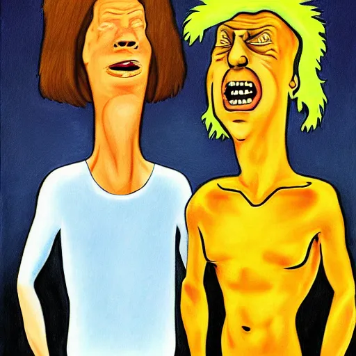 Prompt: Beavis and Butthead in the style of Odd Nerdrum