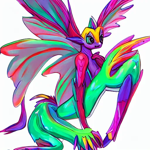 Image similar to fairy dragon with female lower body cute colorful safe - for - work detailed sharp lines stylized artstation trending 4 k