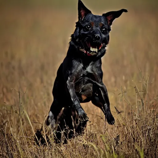 Prompt: A national geographic sharp photograph of a scary barking crazy mad violent dog