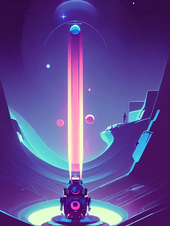 Prompt: robotic expedition of star birth by christopher balaskas and anton fadeev and beeple and norman rockwell, asymmetrical!!, asymmetry!!, hyperrealistic, energy motes, solarpunk, high contrast, intricate details, ultra detailed, space, nebula, sharp focus, astronomy, architecture concept, crisp edges, sharp edges, hdr, mist, reflections