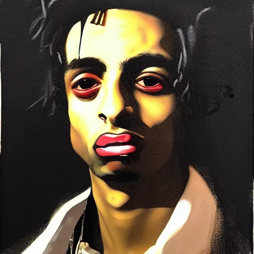 Image similar to a portrait of Playboi Carti in the style of Francisco Goya, dark, creepy, high contrast, nihilistic