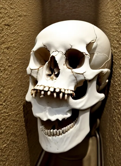 Prompt: toilet made of a human skull