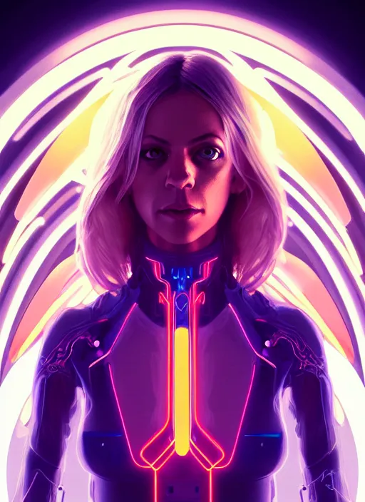 Prompt: symmetry! portrait of kaitlin olson, sci - fi, tech wear, glowing lights!! intricate, elegant, highly detailed, digital painting, artstation, concept art, smooth, sharp focus, illustration, art by artgerm and greg rutkowski and alphonse mucha