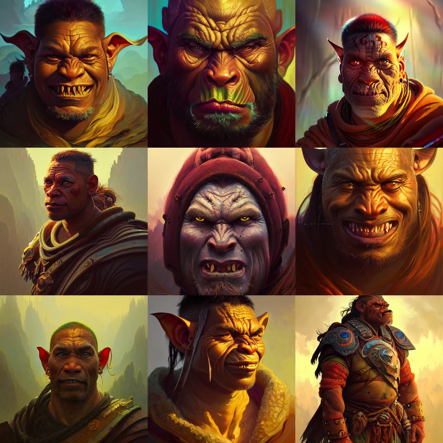 Prompt: portrait of an orc warrior, path traced, highly detailed, high quality, digital painting, alena aenami, lilia alvarado, shinji aramaki, karol bak, alphonse mucha, tom bagshaw