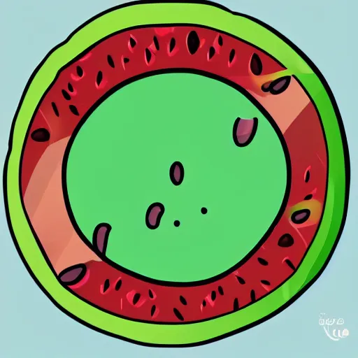 Image similar to Digital cartoon drawing of a kawaii Watermelon Slice, High quality, cel shading, thick line-art