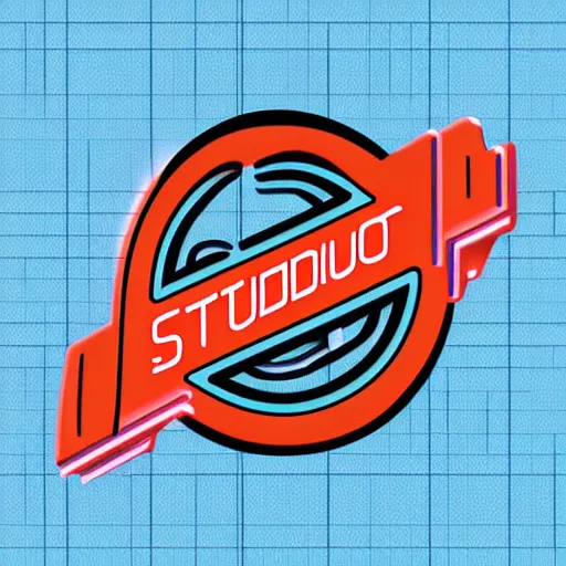 Image similar to professional studio logo for a. i. startup, vector clip art, artstation, neon