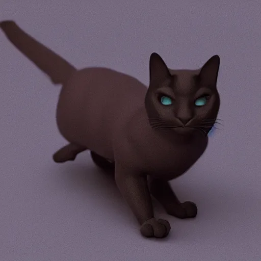 Prompt: Isometric black cat, octane render, realistic lighting