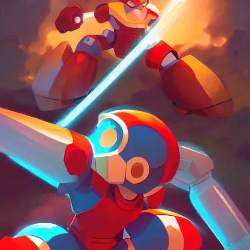 Image similar to hero world mega man, behance hd by jesper ejsing, by rhads, makoto shinkai and lois van baarle, ilya kuvshinov, rossdraws global illumination