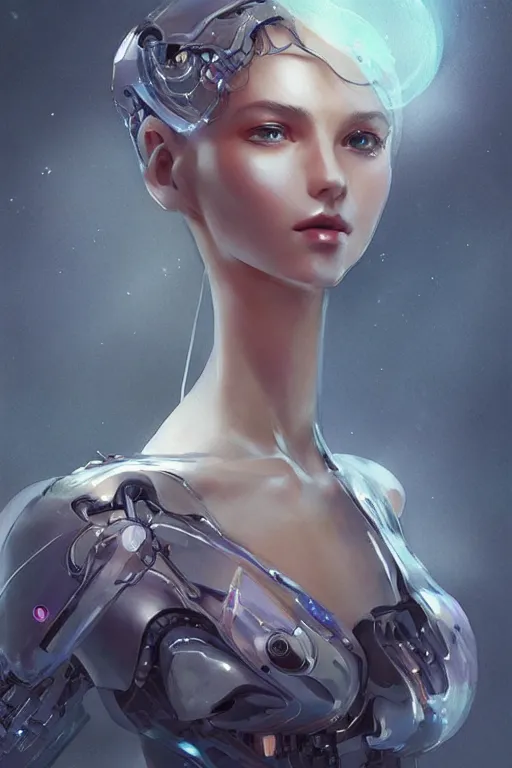 Image similar to Portrait of a young, beautiful and elegant cybernetic android female, full of details, watercolor painting, concept art, smooth, by Ina Wong and wlop ，trending on cgsociety and artstation，8kHDR，light effect