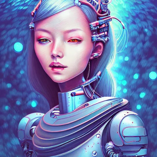 Prompt: cybernetic alien princess in the mountains, extremely detailed, sharp focus, portrait, smooth, digital illustration, by james jean, by rossdraws, frank franzzeta, sakimichan