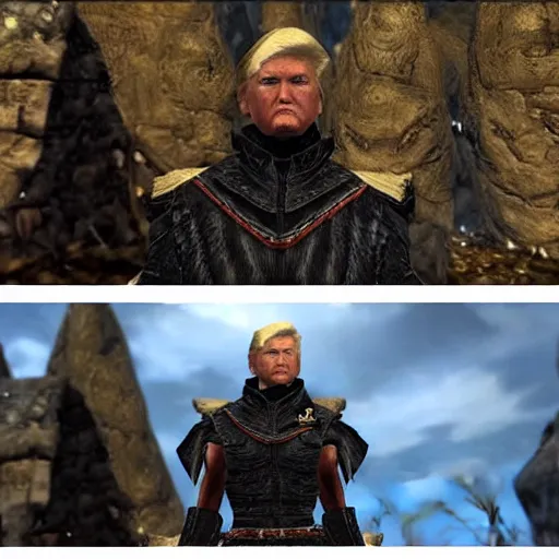 Image similar to donald trump in skyrim