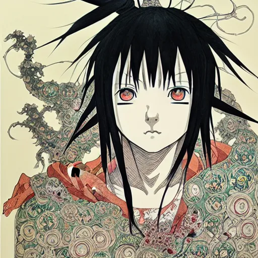 Image similar to prompt: Portrait painted in Naruto Shipudden style drawn by Vania Zouravliov and Takato Yamamoto, inspired by Fables, intricate acrylic gouache painting, high detail, sharp high detail, manga and anime 2000