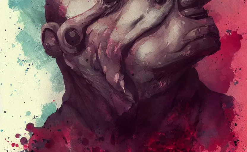 Image similar to a painting of delibirb 6 6 6 trending on artstation in the style of greg rutkowski, 3 d, watercolor, male, portrait, wisdom
