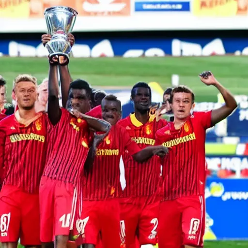 Prompt: mallorca fc players winning a champions league