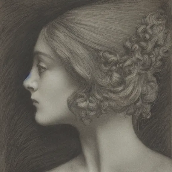 Image similar to a highly detailed beautiful portrait in the style of charles dana gibson and in the style of jean delville.