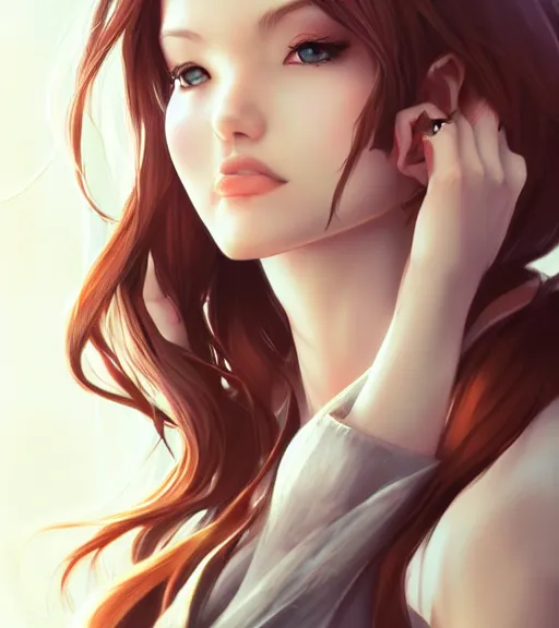 Prompt: a beautiful girl at home， by Artgerm Lau，hyperdetailed, trending on artstation, trending on deviantart