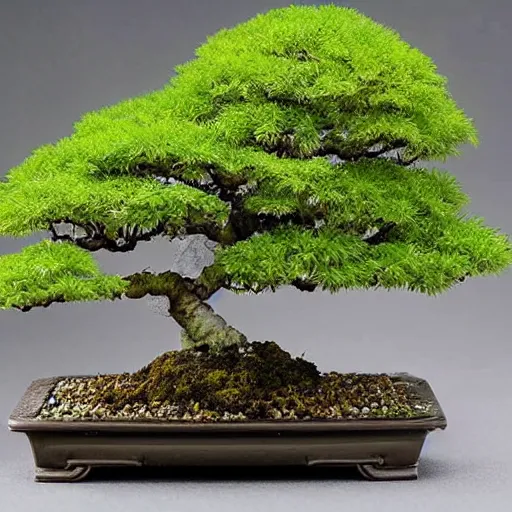 Prompt: studio photograph of an award - winning miniature kwanzan cherry bonsai forest featuring extreme detail that can be seen in contrast, image used to advertise new camera technology's ability to capture extreme detail
