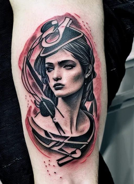 Image similar to traditional sailor tattoo design by greg rutkowski