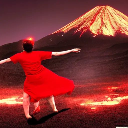 Image similar to dancing derwish in red on a volcano, wallpaper