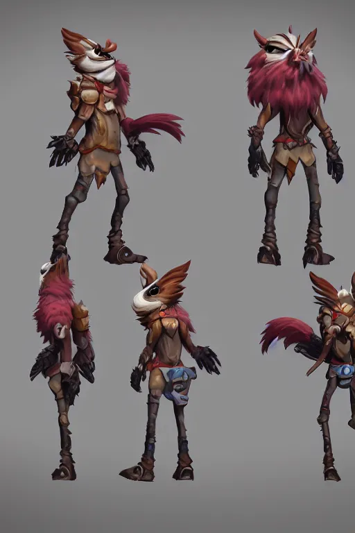 Image similar to Trendy Anthropomorphic bird, MOBA character concept art, 8k, unreal engine