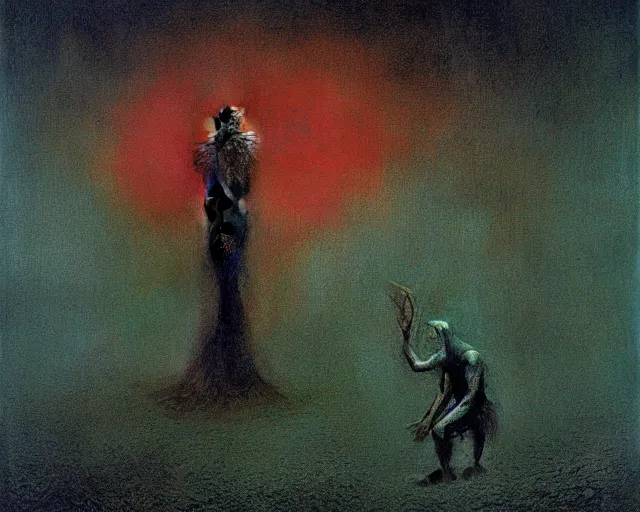 Image similar to by francis bacon, beksinski, mystical redscale photography evocative. nyarlathotep