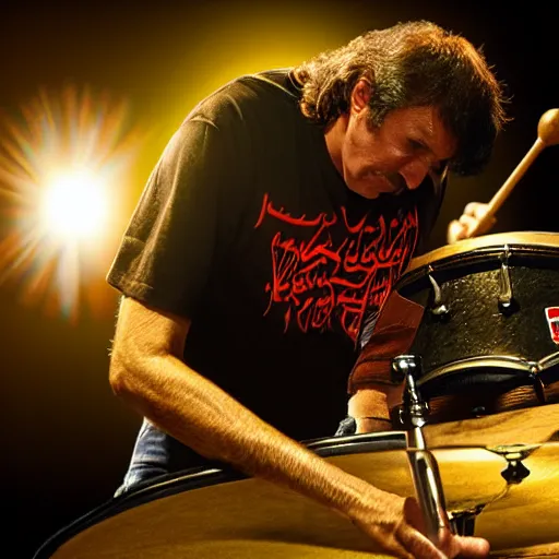 Image similar to arabian Neil Peart playing drums, highly detailed, realistic, soft lighting, wide angle