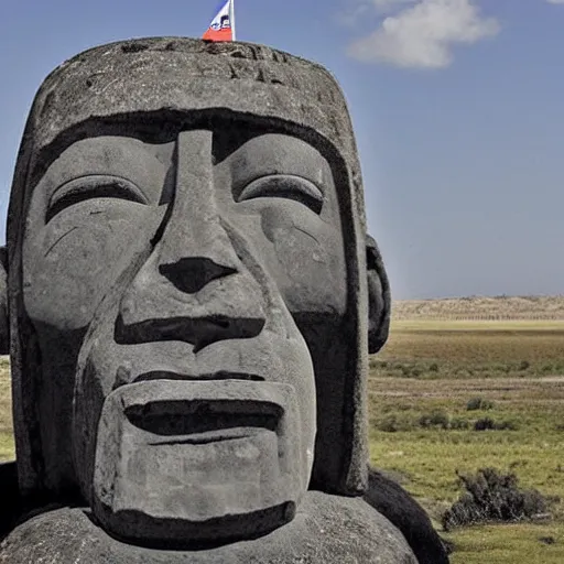 Prompt: benjamin netanyahu as a moai statue