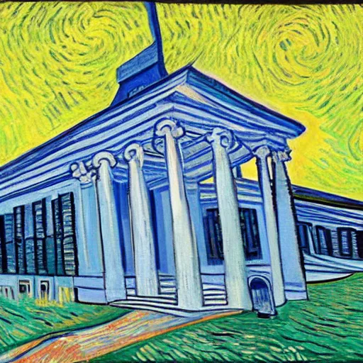 Prompt: White house, painted by Van Gogh