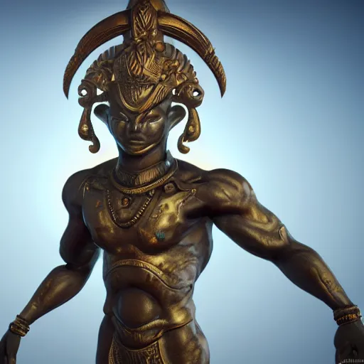 Prompt: a beautiful athletic male alien god that looks like vishnu, unreal engine 5, cinematic, realistic