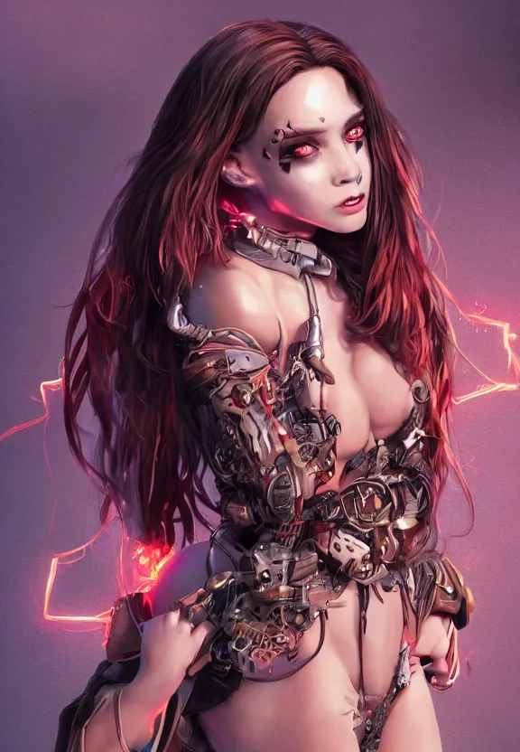 Image similar to full body illustration of a girl with eyes that burn like cigarettes wearing a mini skirt and a long jacket with fingernails that shine like justice, dramatic lighting, photorealistic, full body portrait, detailed anatomy, extreme detail, 4 k, colorful, confident, character concept art by artgerm and ben lo, octane render, detailed face, f / 2. 8