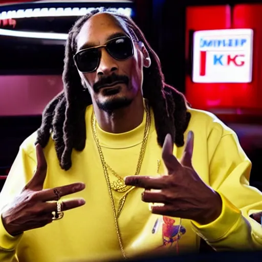 Image similar to snoop dogg starts a fight at burger king