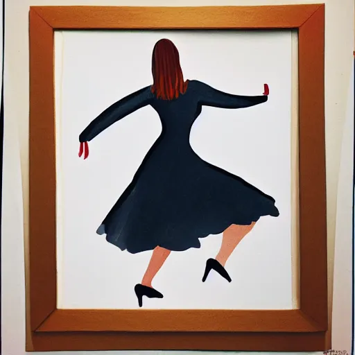 Prompt: a gouache illustration of a beautiful woman dancing