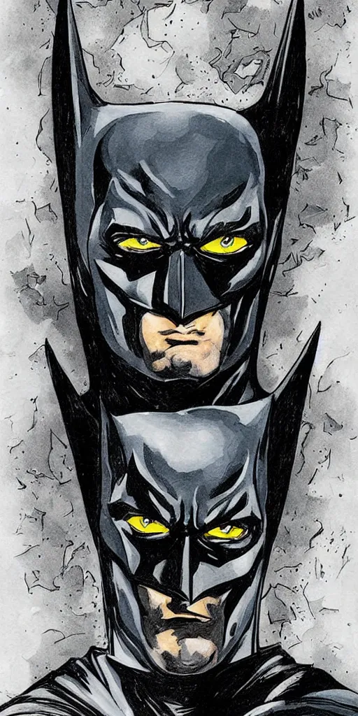 Image similar to portrait of batman, illustration, art by neil gaiman