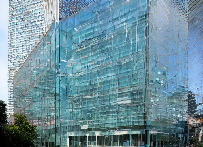 Prompt: building made from transparent glass