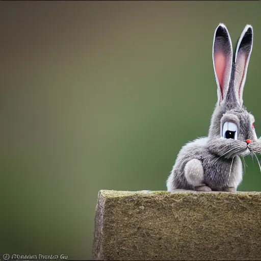 Prompt: Portrait of a bugs bunny, 85mm Lens F/1.8, award winning photography