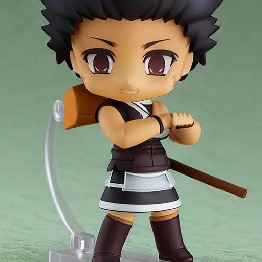 Image similar to cutest cute nendoroid afrosamurai. chibi anime nendoroid. cute. yasuke. brown skinned.