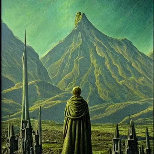 Prompt: minas morgul detailed oil on canvas in the style of Caspar david Friedrich, very detailed, intricate,