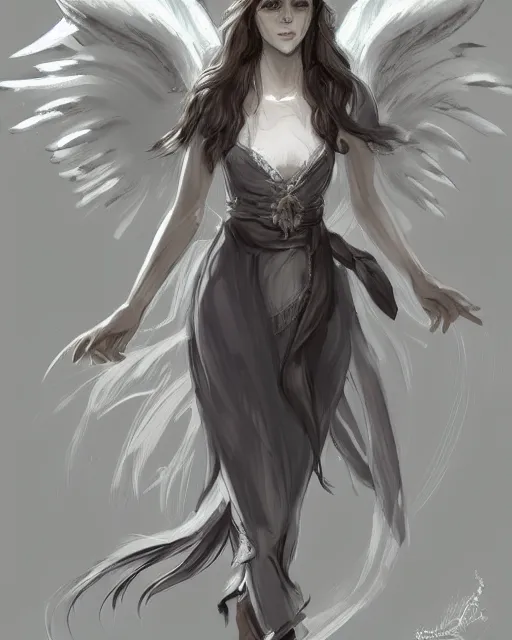 Prompt: infinitely detailed concept art of angel elegantly clothed strolling through a peaceful path, artstation!! / pixiv!!! infinitely detailed