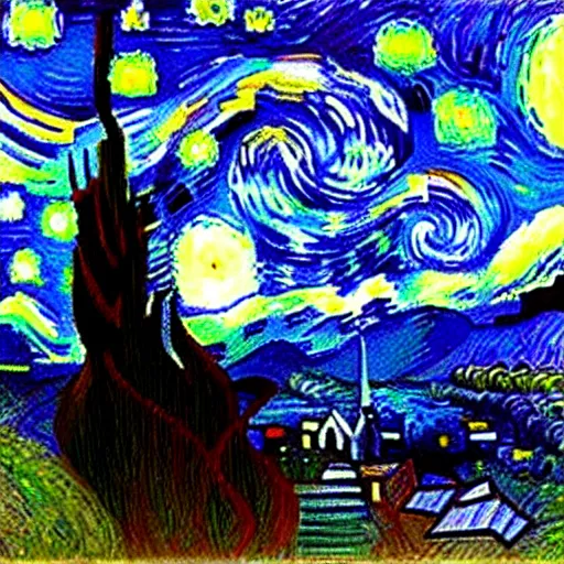 Prompt: starry night by claude monet