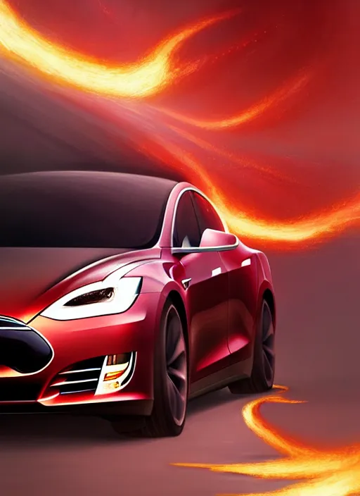 Prompt: portrait of insane elon musk laughing as a tesla runs into a child and bursts into flames, intricate, unholy, fire, highly detailed, digital painting, artstation, concept art, smooth, sharp focus, illustration, art by wlop, mars ravelo and greg rutkowski