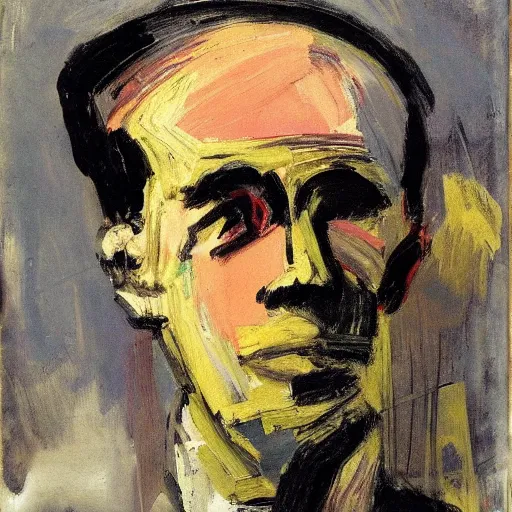 Prompt: portrait by Frank Auerbach