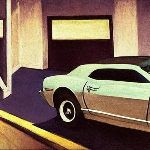 Prompt: Dated a chick that lived on Cooterneck Road, She had a catfish Camero and was cooler than me, by Edward Hopper