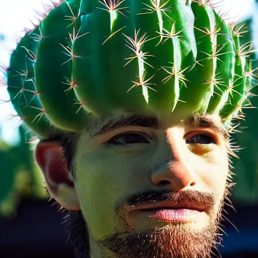 Image similar to cactus grown on man's face instead of beards, 5 0 mm