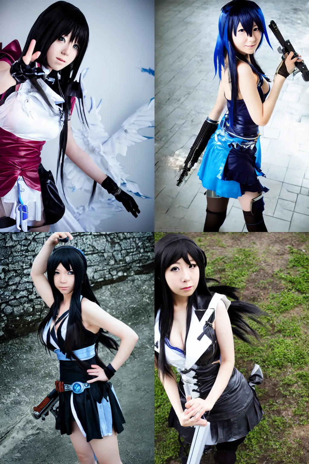 Prompt: Photo, Nikon, a Japanese cosplayer girl cosplaying as Rinoa from Final Fantasy 8, from a studio photoset