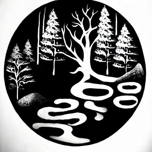 Image similar to zen forest ink