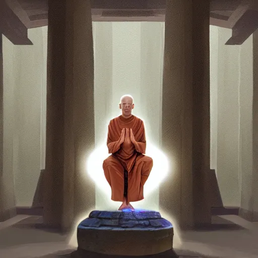 Image similar to a jedi master meditating levitating in an ancient sith temple, digital painting, hyperrealistic concept art